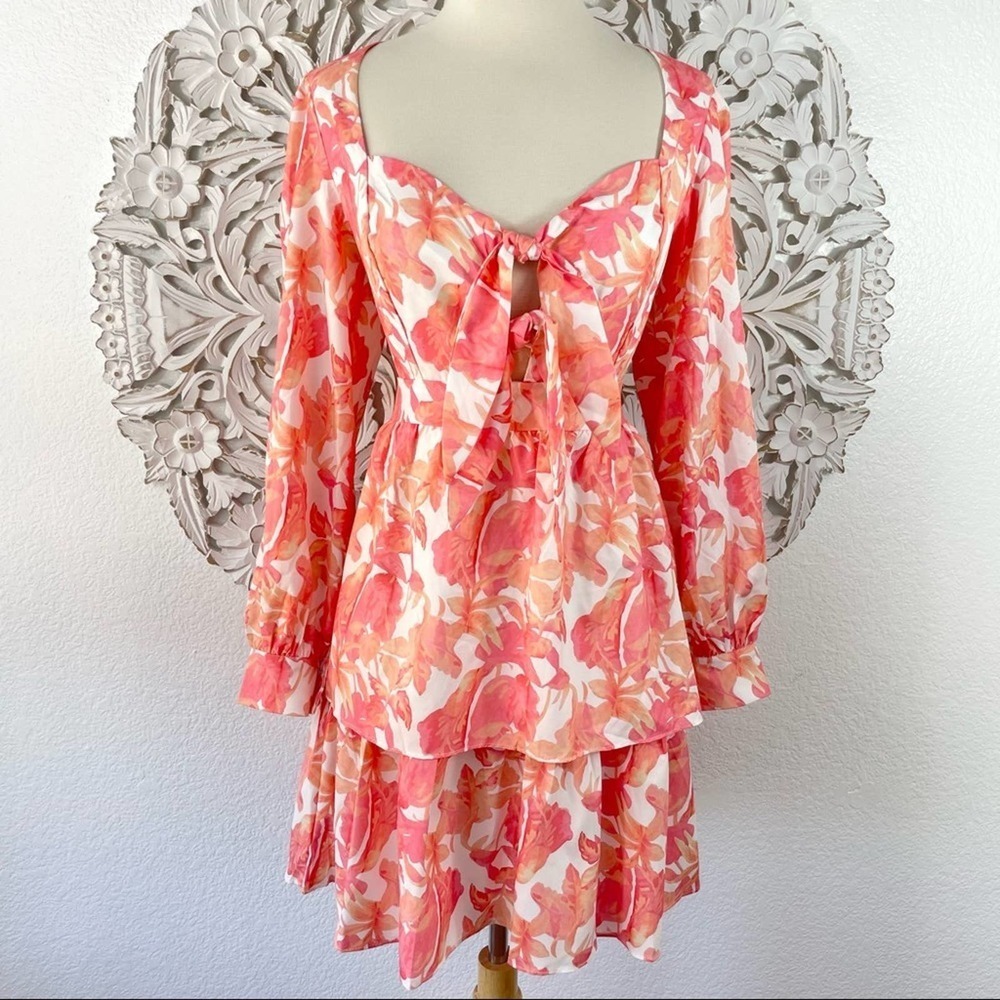 {Beulah} Tropicale Floral Print Tiered Dress, Size M, NWT
